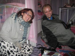 Emmy and Kajsa who helped to organise the week before the trip