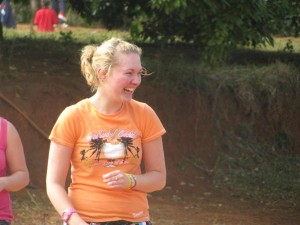 Gillian cheering on her team mates