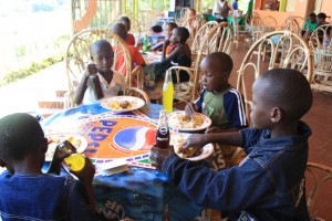 Enjoying lunch on the day