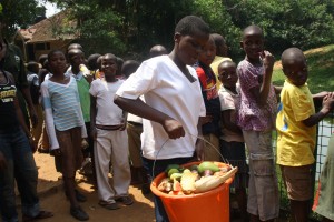 Esther who is 13 years old and from the orphanage, learns how to throw food to the chimpanzees over onto their island